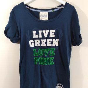 Victoria's Secret Pink "Live Green, Love Pink" Tee